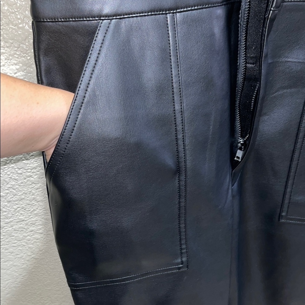 Good American Faux Black Leather Jumpsuit with Modern Edge - Picture 9 of 12